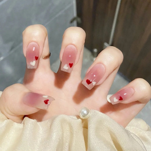 High-end finished products can be wholesale nail art patches wearable nail stickers ballet armor pink ice through love gradient