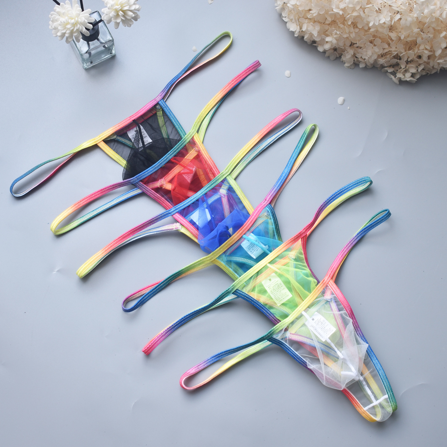 Passion Peng Bai men's thong men's sexy low waist transparent bag man show temptation men's high elastic underwear B901