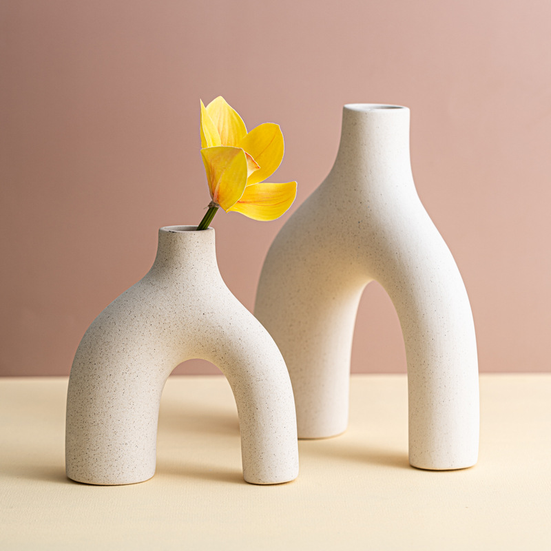 Modisina White Ceramic Vase, New Style, European Simple Flower Pot, Water Cultivation Ornament, Artificial Flower, Living Room Decor