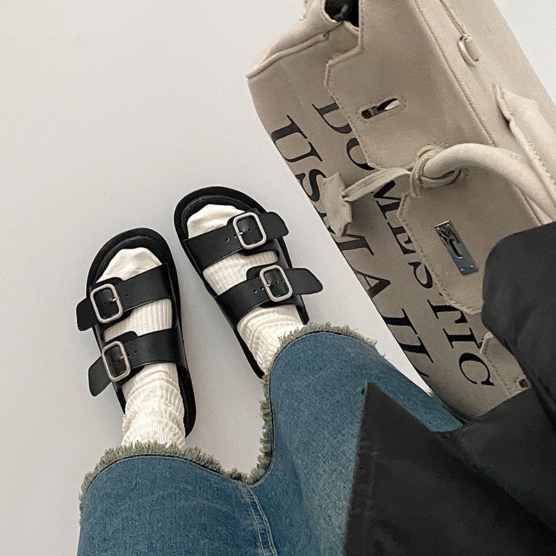 黒踏み糞感ソフト底滑り止めスリッパ女性夏外着2023新型ネットレッド爆金ビーチ底サンダル|undefined