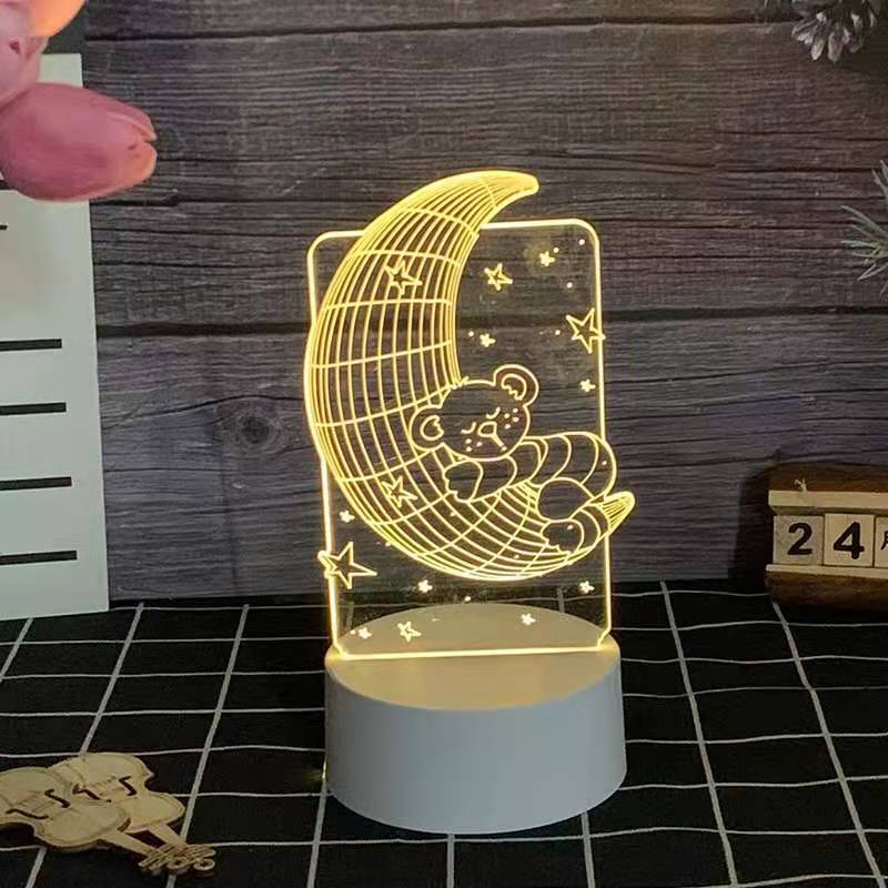Креативный Подарок Подключите 3d Ночной свет Студент Детский день рождения подарок мультфильм Прикроватная атмосфера светодиодная зарядная настольная лампа