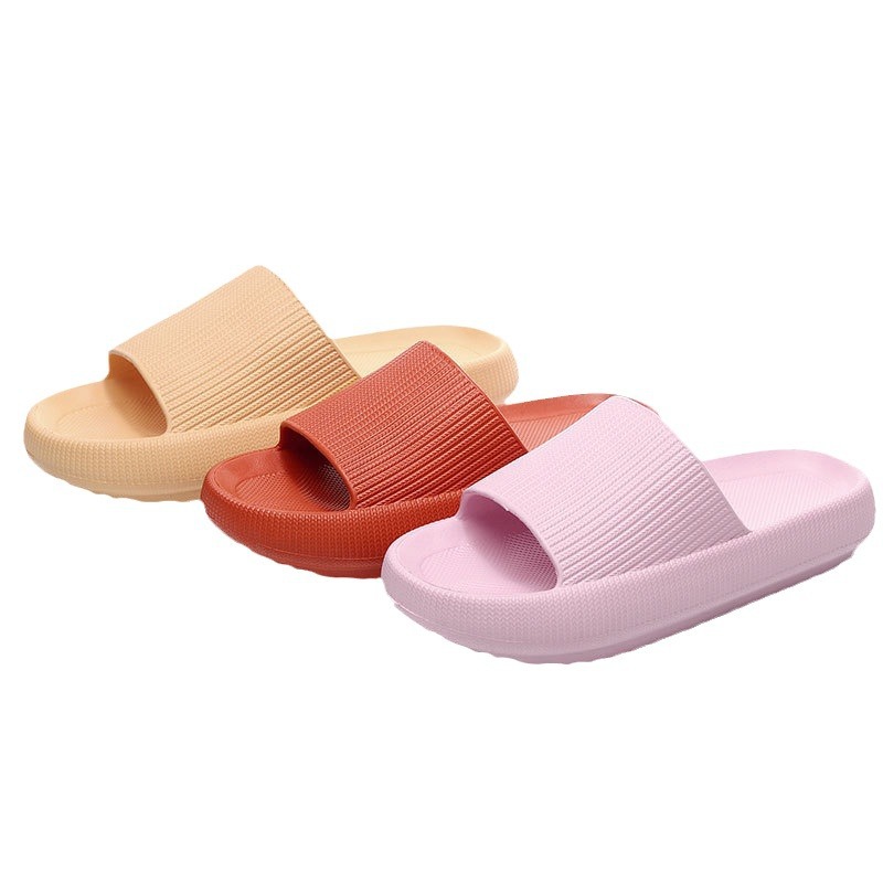 4cm Thick Sole Slippers Women's Summer New Soft Sole Home eva Rubber and Plastic Elevated Bathroom Men's Sandals and Slippers