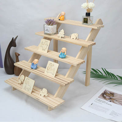 Jewelry Pine Display Rack Multi-layer Desktop Storage Storage Rack Wooden Ladder Multi-purpose Plant Flower Rack Display Rack