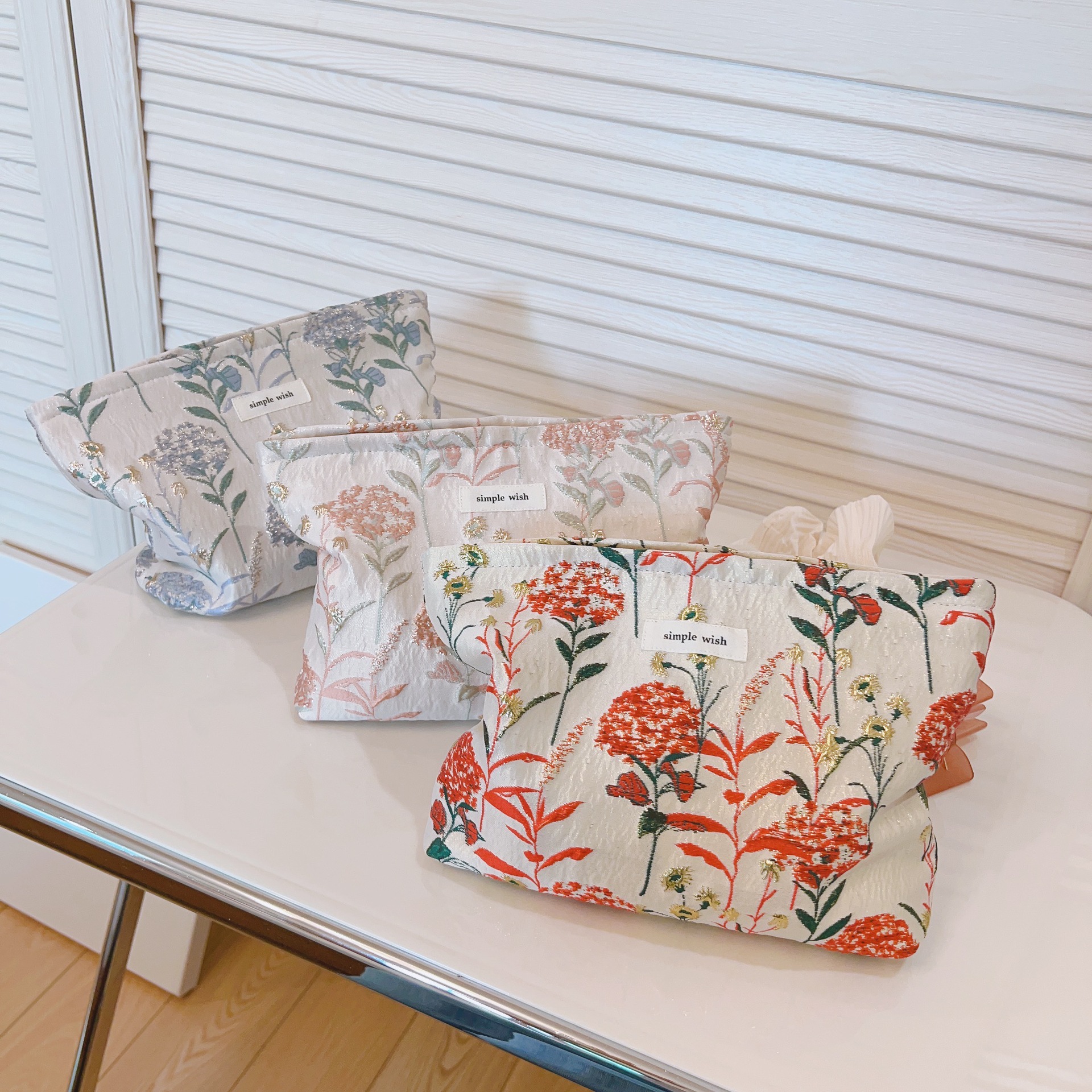 [Suxi cloth bag] three-color dandelion cosmetic bag ladies clutch bag travel home storage canvas bag simple and elegant