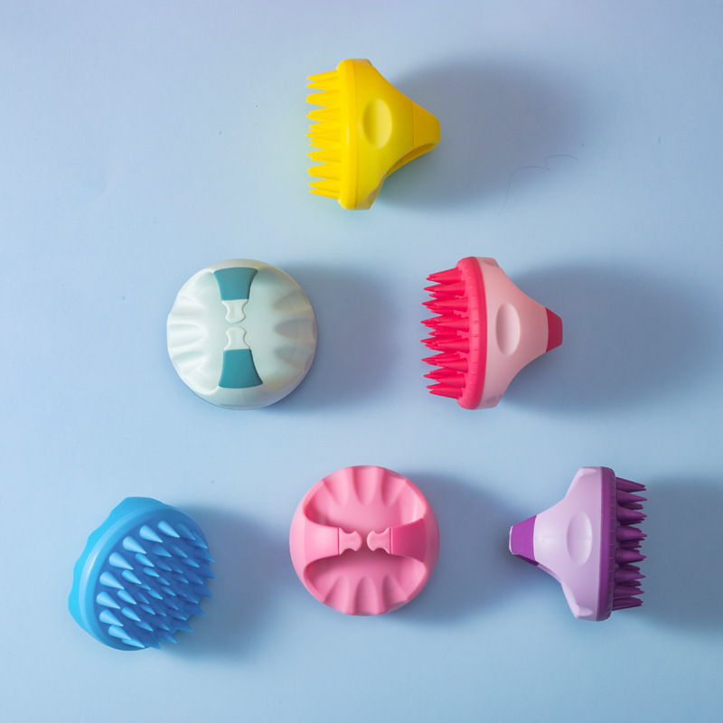 Amazon silicone shampoo brush scalp cleaning massager baby bath comb multifunctional shampoo comb bath brush