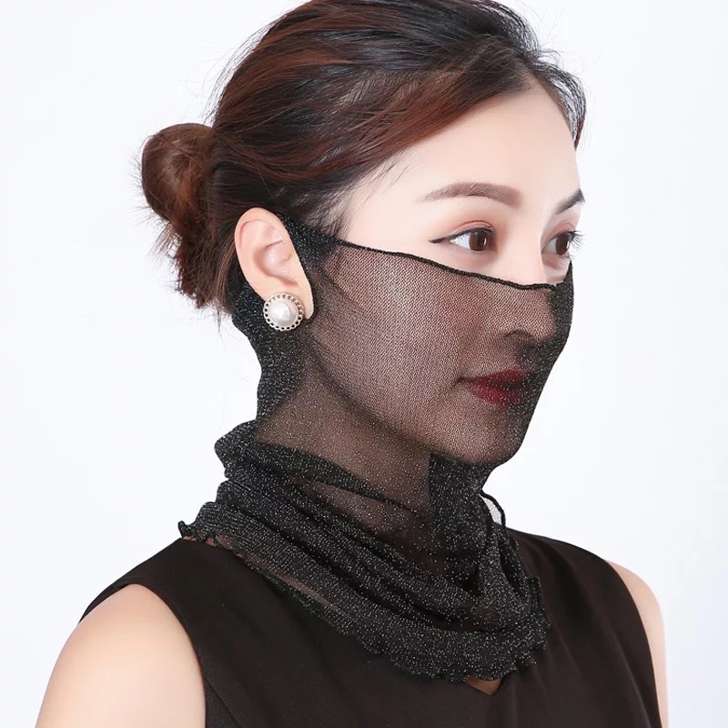 Scarf Women's Pullover Thin Sun Protection Veil New Style Small Silk Scarf Neck Protection Neck Spring and Summer Mask Women's Scarf