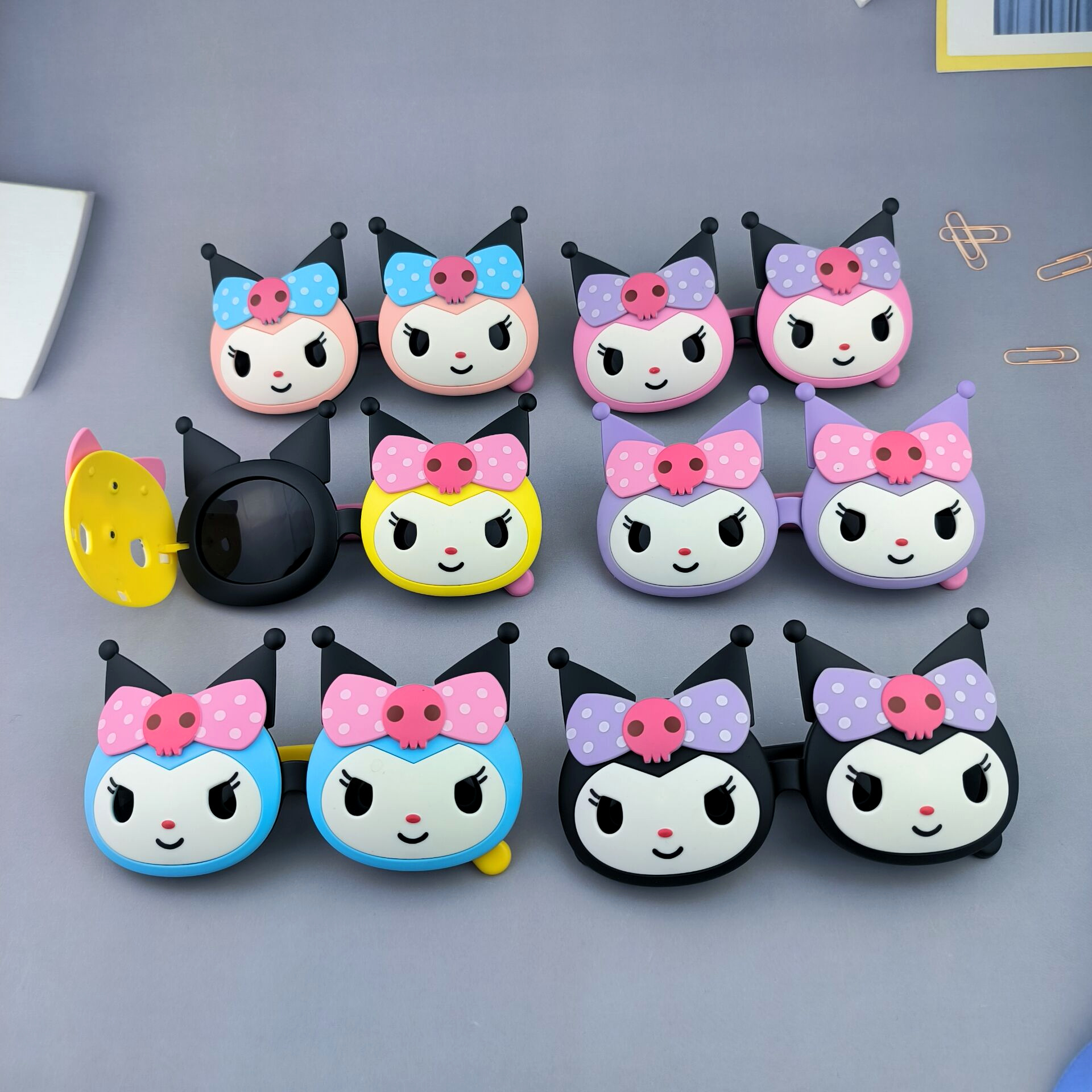 Children's flip glasses coolomi fashion sunglasses girl's sunglasses sun-proof big children cute bow Princess