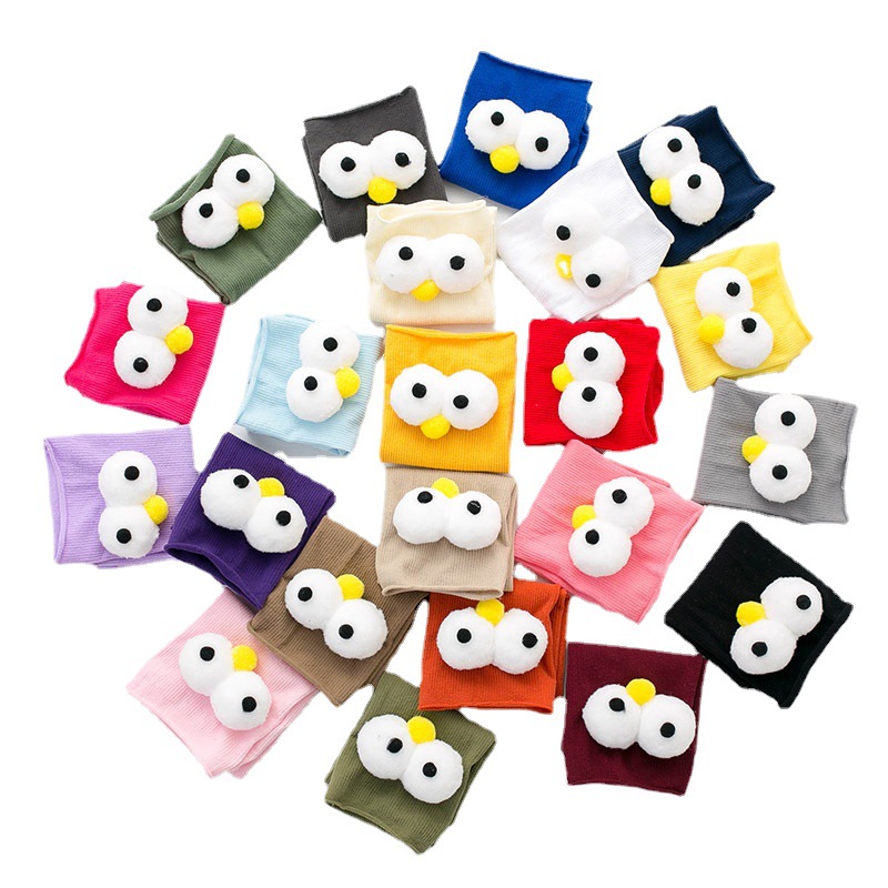 Spring jacquard women socks cartoon Three-dimensional big eyes adult socks cute breathable velvet socks piled socks