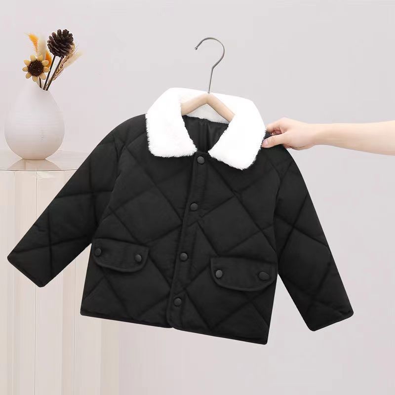 Amazon children's clothing autumn and winter children's Korean down cotton-padded jacket boys and girls baby thick warm fur collar coat winter clothing