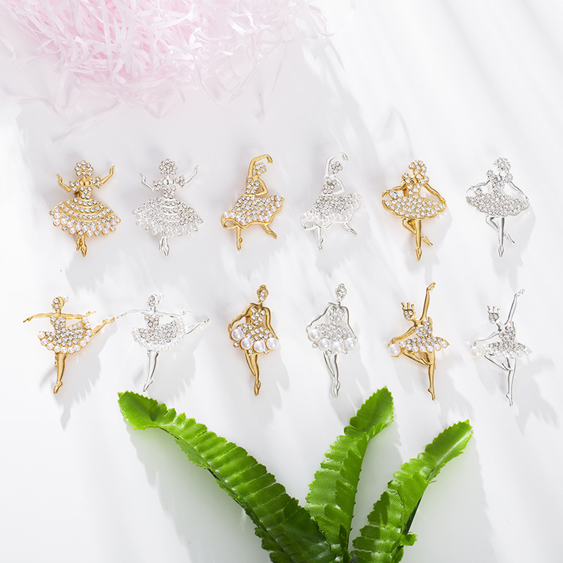 Cross-border European and American Korean dance 6 gold and silver two-color series brooch accessories accessories clothing supplies independent packaging