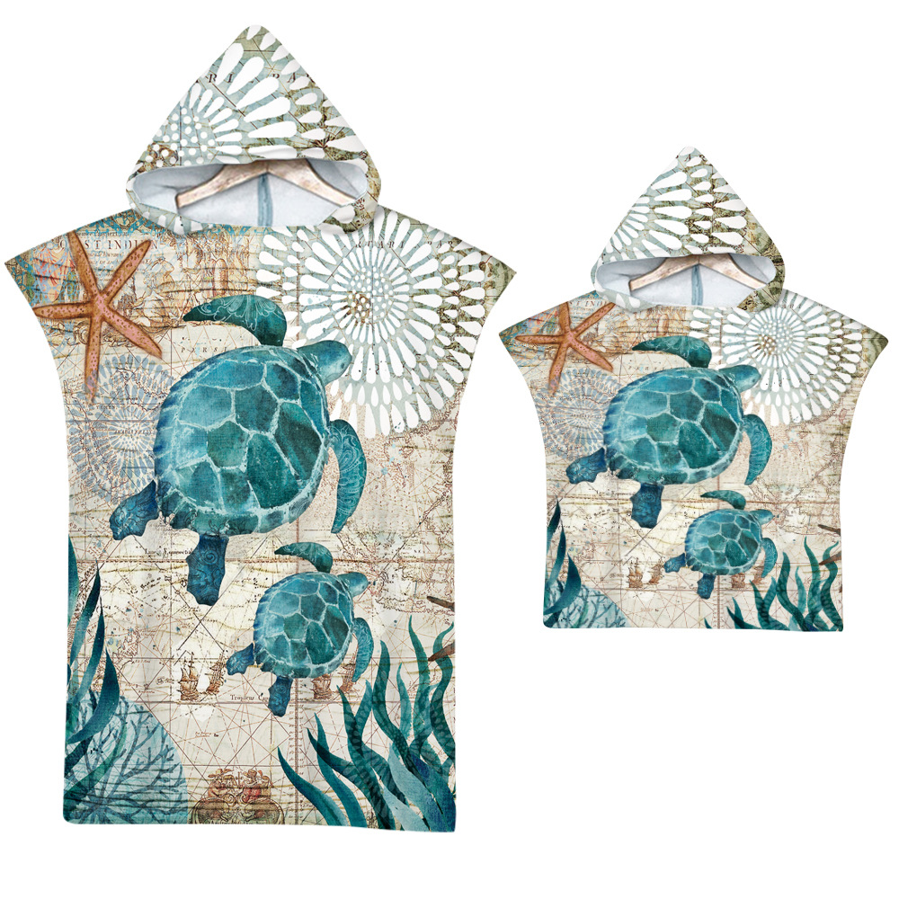 Ocean hooded bath towel beach towel cape beach dressing bathrobe printed hooded bath towel a minimum order