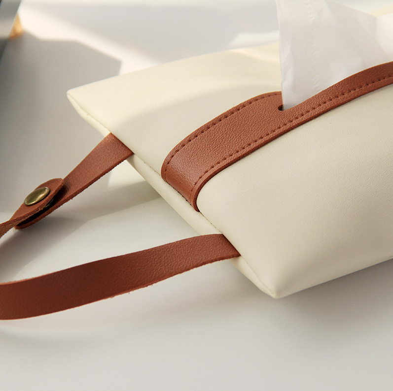 Car-mounted Tissue Box Car-pumping Seat Back Hanging Armrest Box Leather Tissue Bag Hangable Paper-pumping Bag Roll Paper Bag