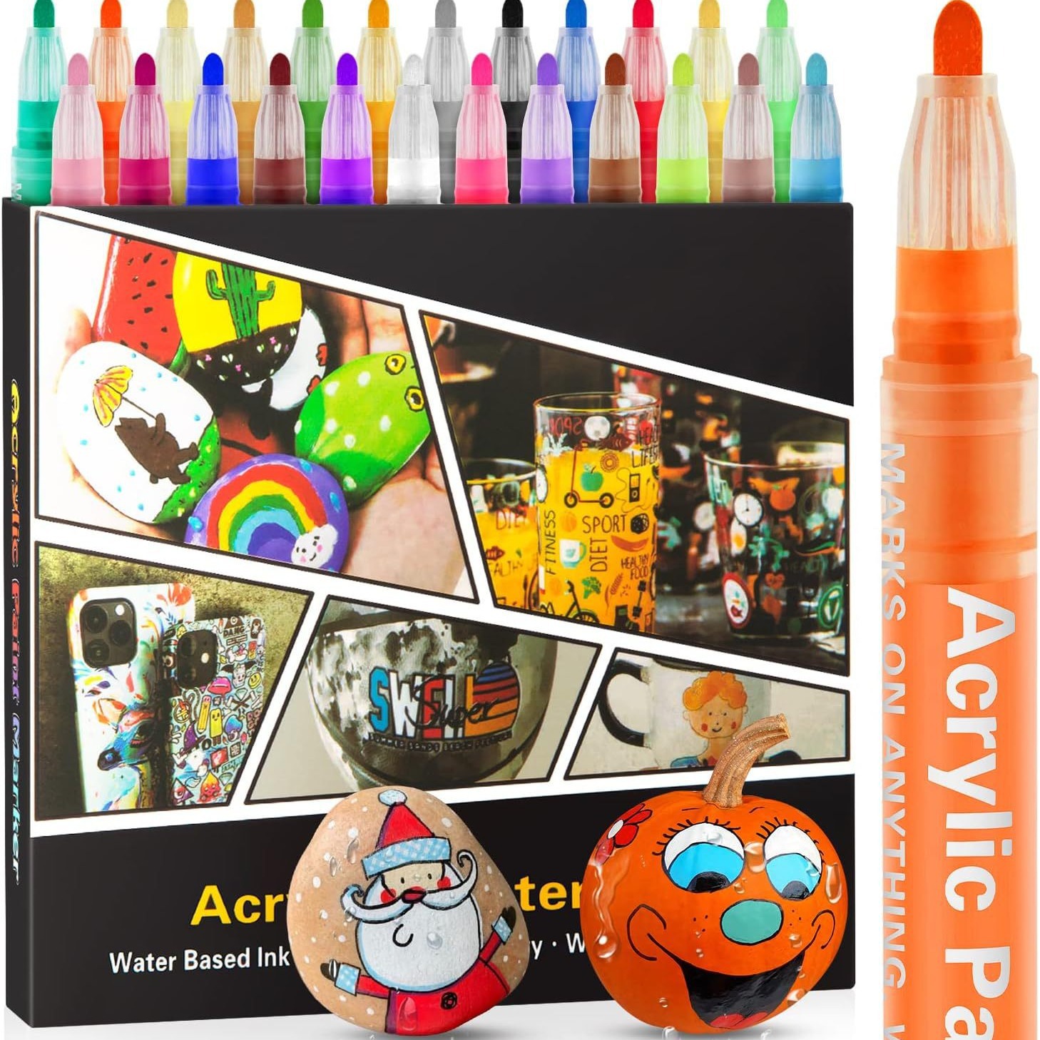 Amazon Acrylic Pen Marker Pen Marker Oil-based Straight Liquid Set 24 Color Children Color Acrylic Marker