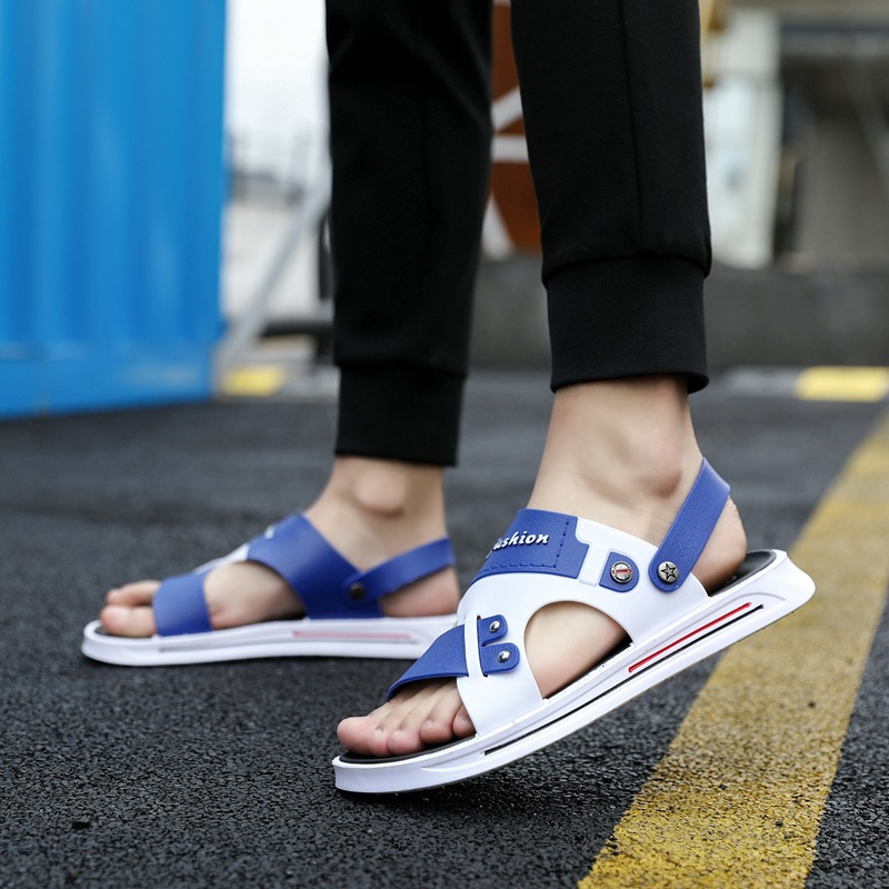 Summer sandals men's fashionable slippers dual-use outdoor wear non-slip fashionable plastic all-match adult student beach casual sandals