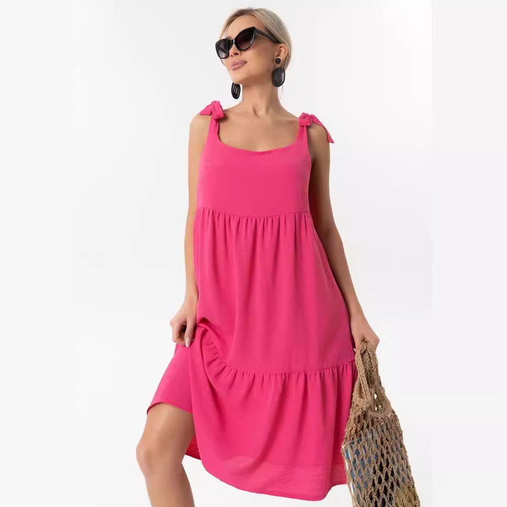 2024 New Cross-border Wish Amazon AliExpress Explosions Women's Sleeveless U-collar Stitching Long Dress