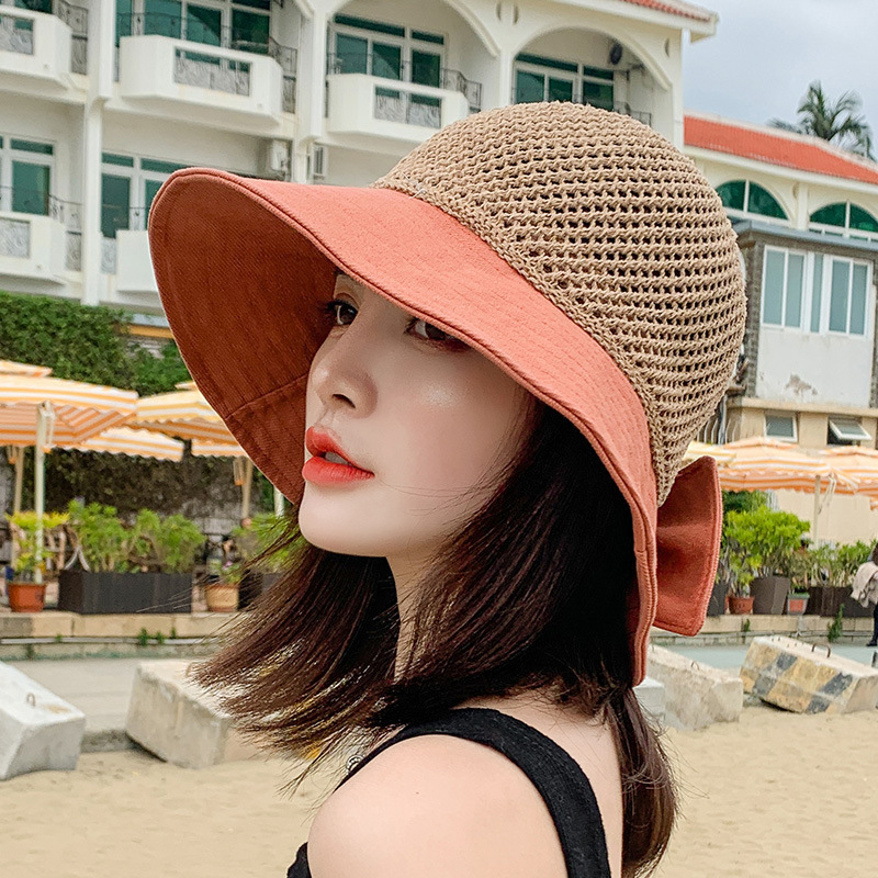 Hat Women's Summer Sunscreen Straw Hat Hollow-out Fashion Cool Korean Style Trendy All-match Sun Hat Traveling Fisherman Hat