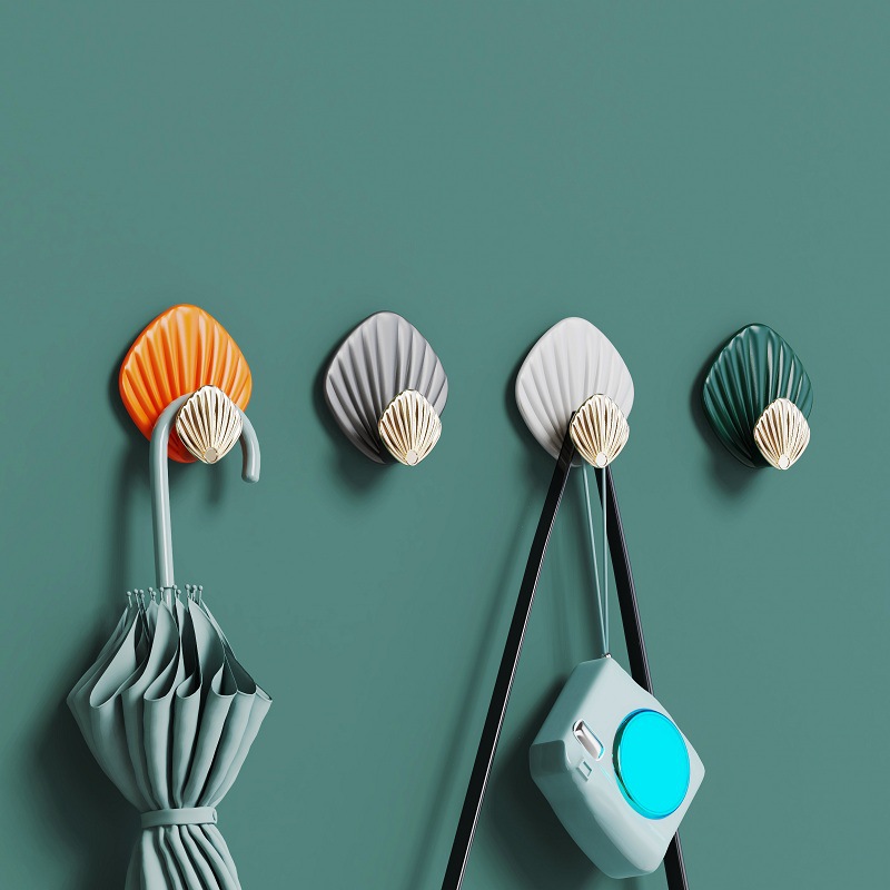 Shell hook non-perforated strong paste load-bearing adhesive door back bathroom wall kitchen seamless clothes hook