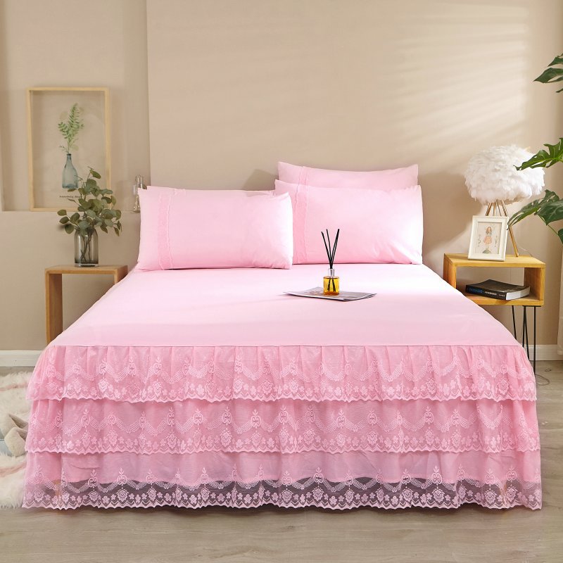 New Simmons dust-proof protective cover bed skirt direct lace Korean Princess lace bed skirt three-piece wholesale
