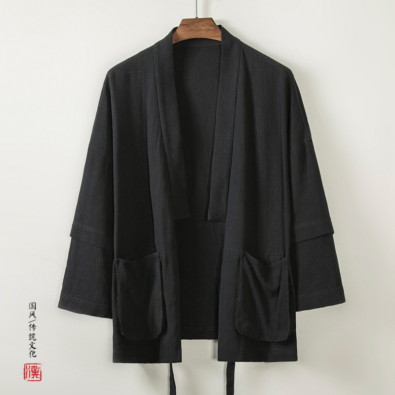 Spring and Summer 2023 New Chinese Style Men's Cotton Linen Modified Hanfu Men's Retro Casual Taoist Robe Jacket for Men