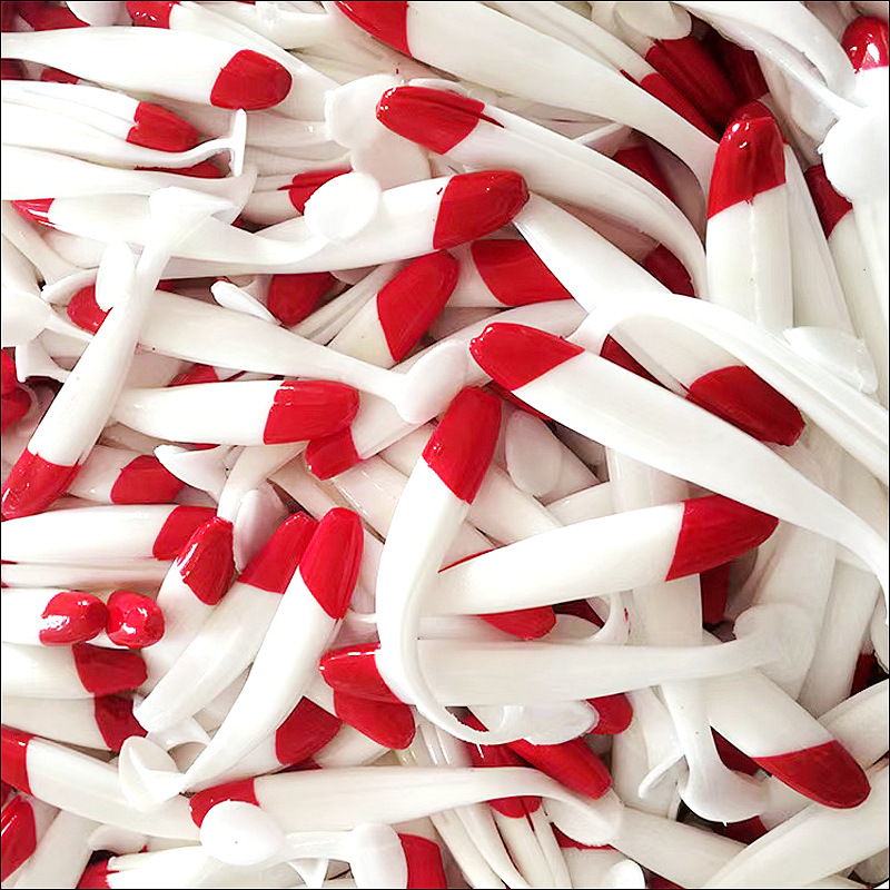 T-tailed soft worm red head white body 5.5/6.3/7cm Luya bait Soft Bait bionic bait fishing gear wholesale