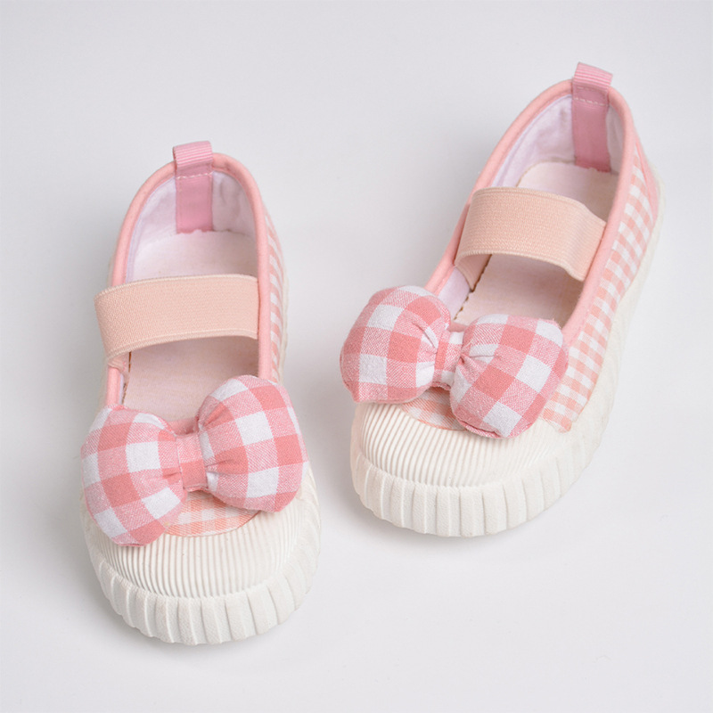 Foreign Trade Spring New Bow Baby Children's Canvas Shoes Korean Style Foot Girls' Children's Kindergarten Children's Shoes
