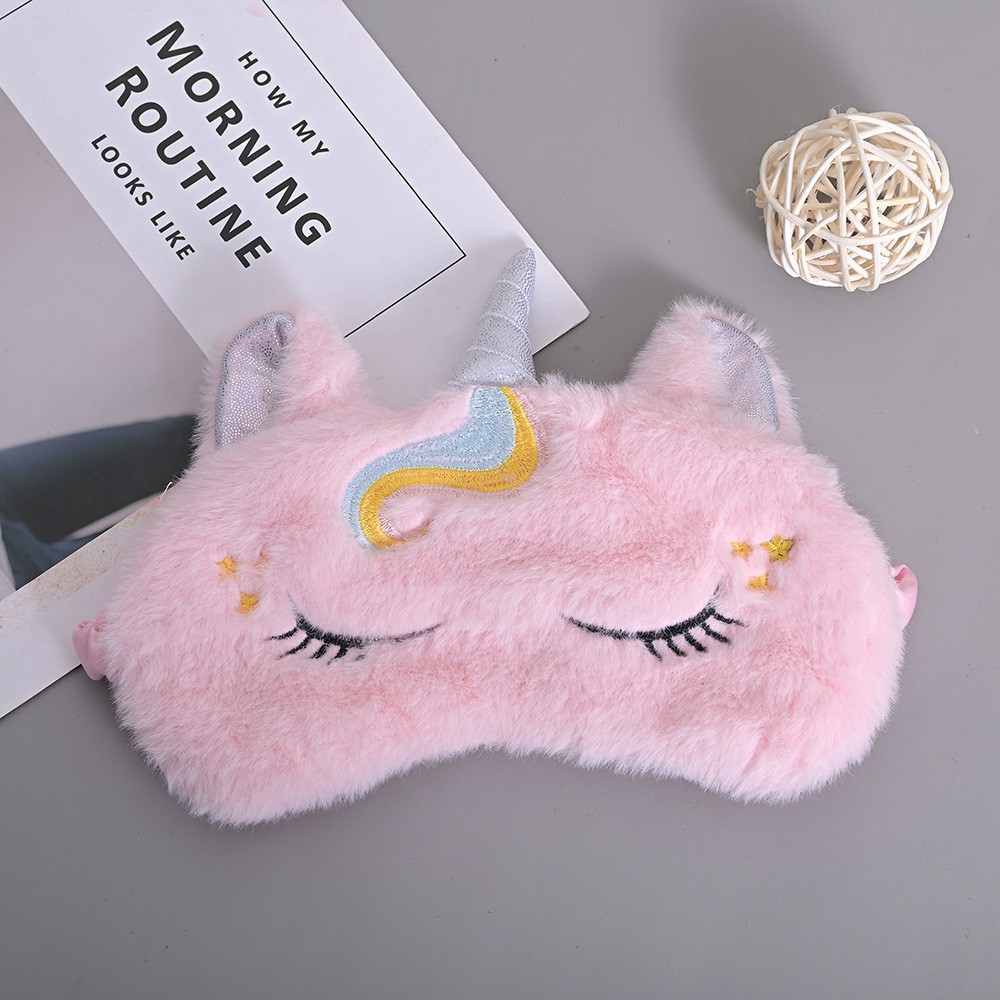 2022 new Unicorn eye mask colorful plush shading eye mask girl cute travel Selling cute eye mask