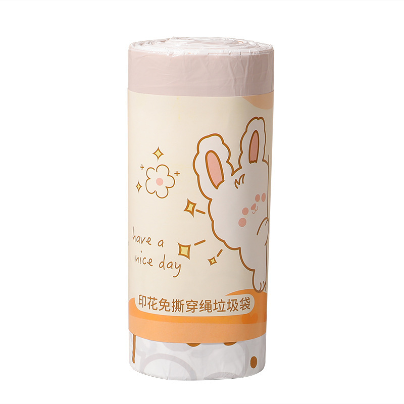 Household thickened tear-free garbage bag disposable drawstring bag printed rabbit drawstring plastic bag personalized handbag
