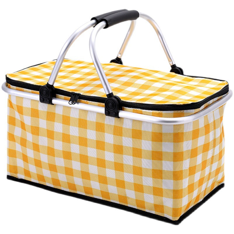 Cross-border New Picnic Basket Outdoor Portable Basket Thermal Insulation Basket Footing Folding Basket Household Supermarket Shopping Storage Basket