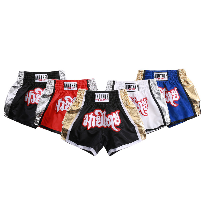 New Style Muay Thai Shorts High Whip Leg Boxing Pants Side-Shiny Leather Craft Wushu Team Uniform