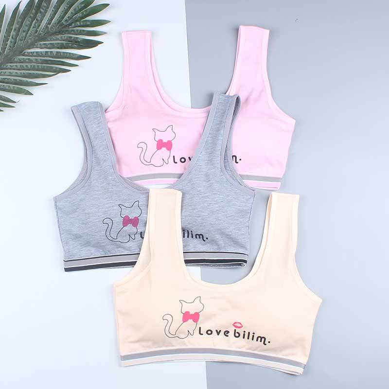 In stock girls' development period vest cotton girls' anti-exposure plus pad small tube top free size wireless girl wrapped chest
