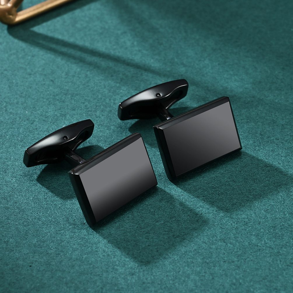New Fashion Simple Square Beveled Brushed Men's High-end Suit Cufflinks French Business Collar Links Cufflinks Set