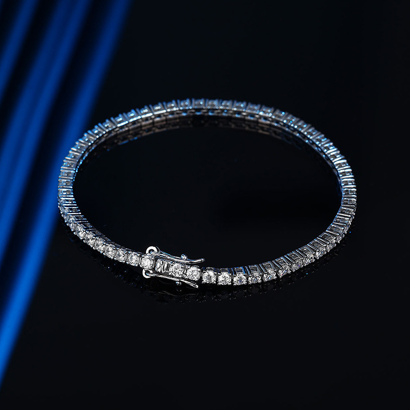 2.5mm6分莫桑ドリルブレスレットins小衆デザイン2023新型シンプル純銀軽贅沢女性誕生日プレゼント|undefined