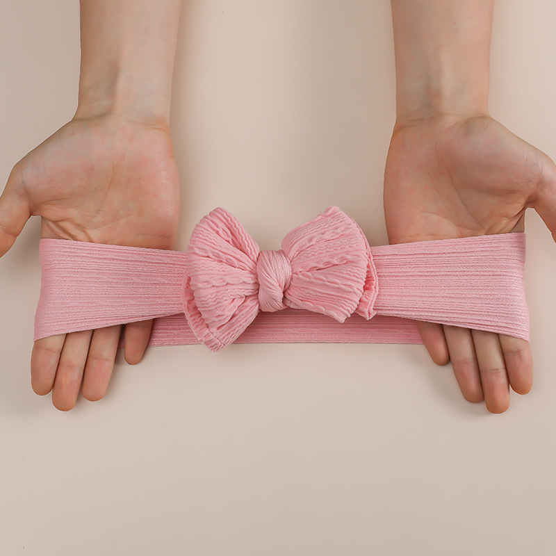European and American baby double Bow Jacquard hair band baby super soft nylon headband children knotted headwear wholesale