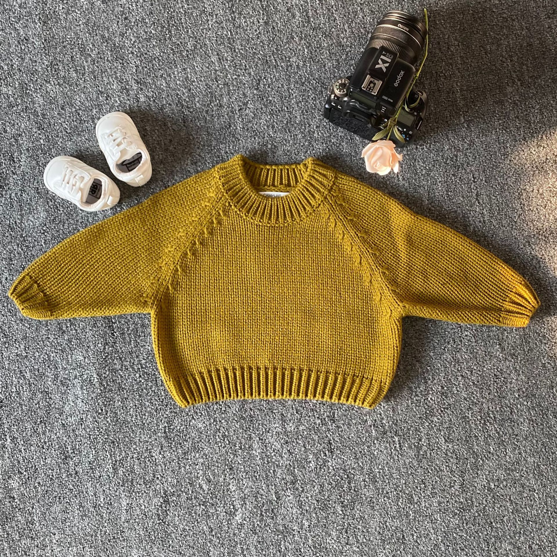 Autumn and Winter Korean Children's Wear Long-sleeved Thickened Green Thick Knitted Base Korean Pullover Mori Crewneck Sweater for Girls