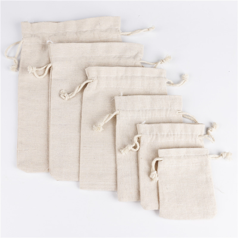 Cotton drawstring pocket dog excrement sugar rice packaging storage bag lock edge cotton linen bag can be printed LOGO
