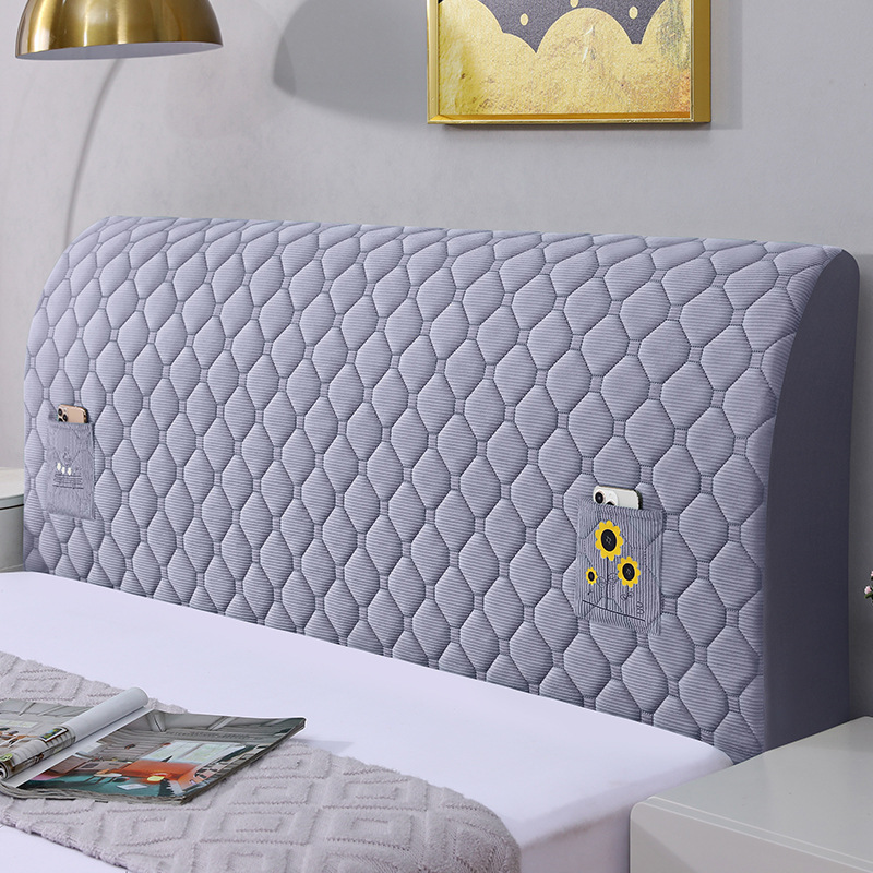 New velvet thickened quilted bedside cushion modern simple bedside cover solid color quilted fabric bedside cover