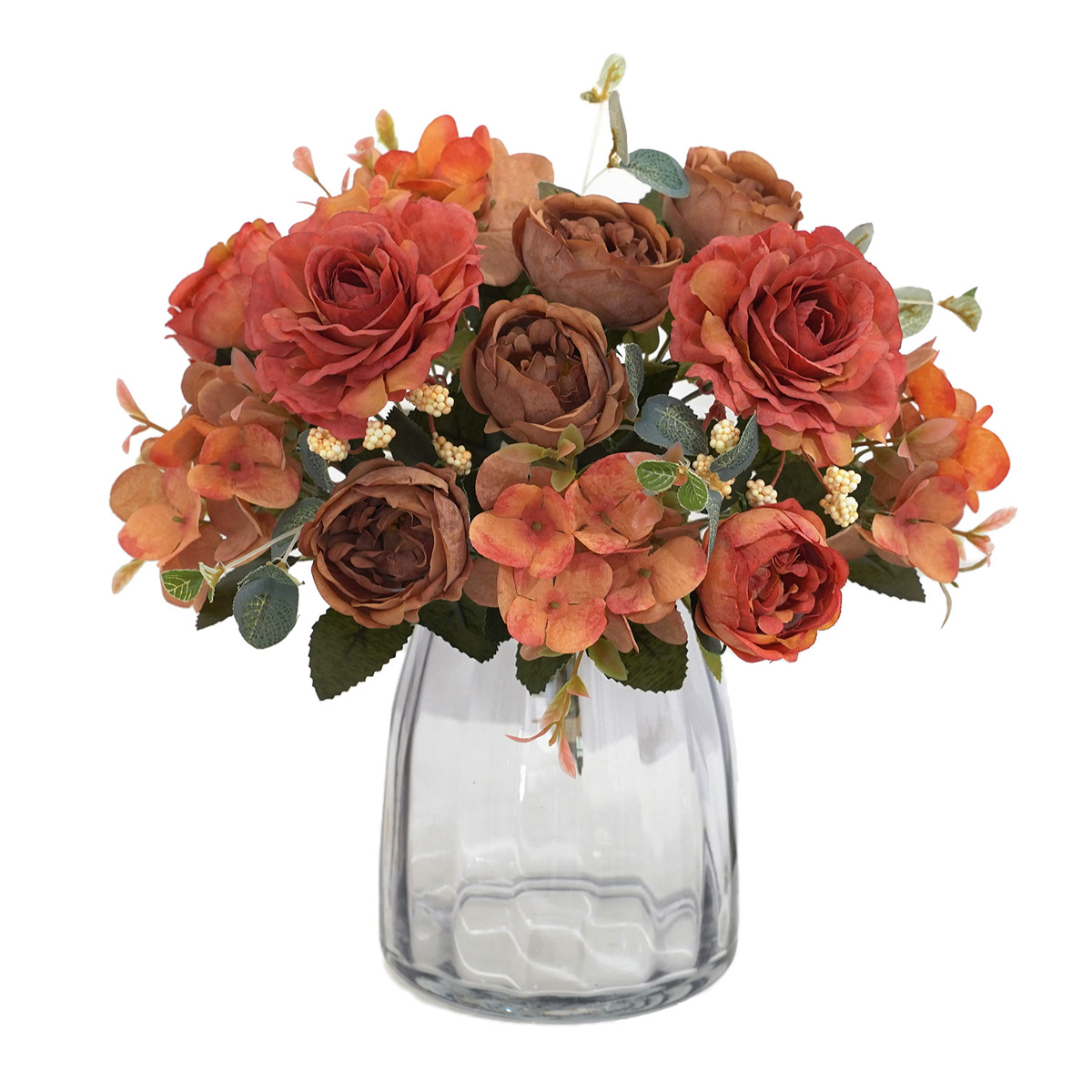 European-style retro hydrangea peony bouquet hibiscus rose artificial flower home wedding decoration fake flower flower arrangement