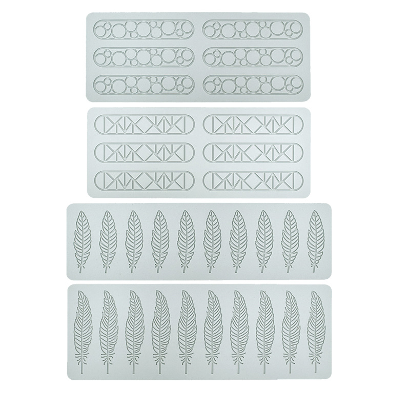 Yigao new spot feather sugar lace pad geometric Oval silicone mold Western food decorative crisp mold
