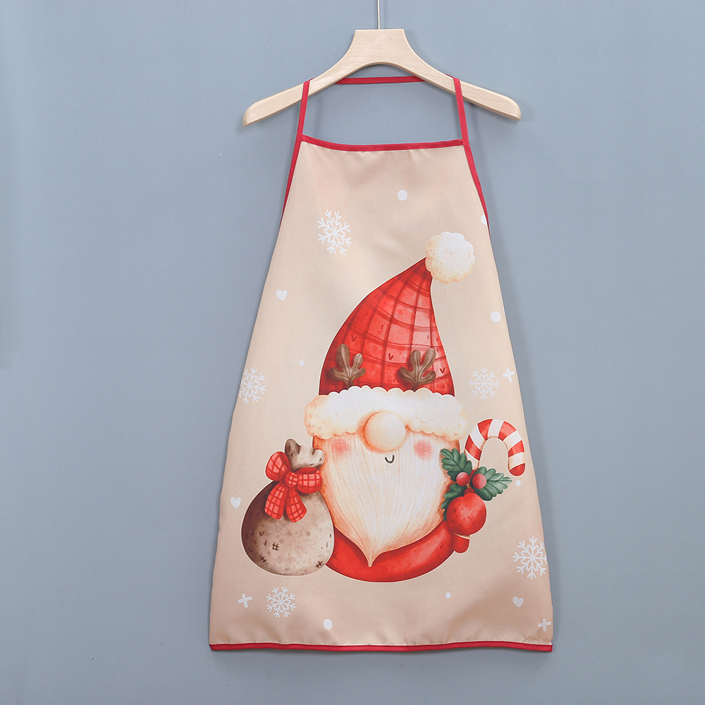 Cross-border new Christmas decorations fabric printed elderly Christmas aprons restaurant bar party atmosphere decorations