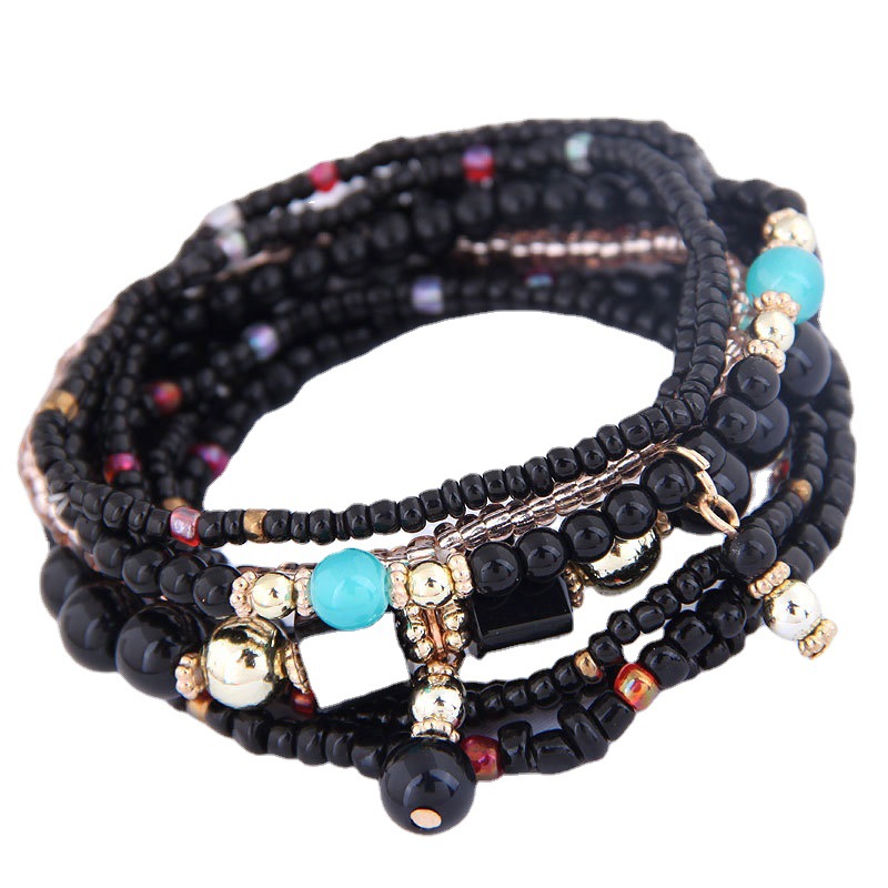 Bohemian ethnic style mix and match delicate rice beads multi-layer bracelet 0524