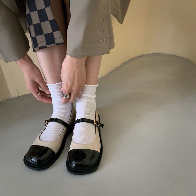 2023年春季新款小皮鞋女英倫韓版百搭方頭瑪麗珍鞋女平底學生單鞋
