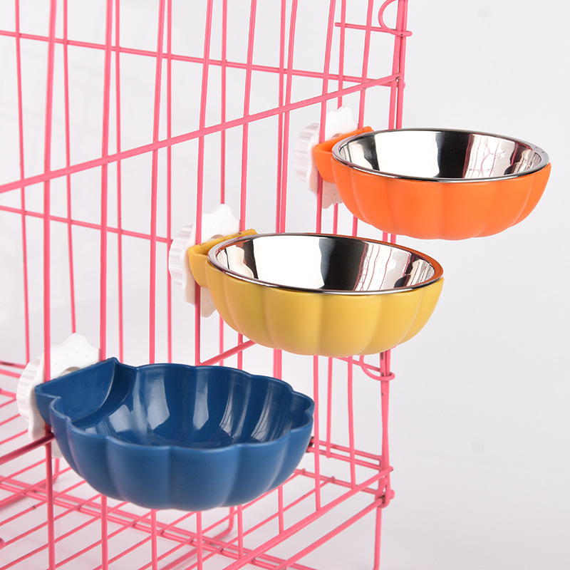 Factory direct pet bowl hanging pumpkin bowl cat bowl dog bowl cat basin feeding water feeding hanging bowl