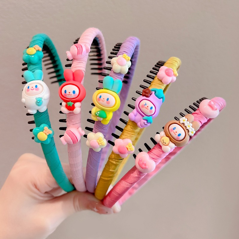 Children's Cartoon Toothed Headband Girls' Hair Finishing Artifact Cute No Harm Hair Pin Headwear Non-Slip Hair Pressure Headband