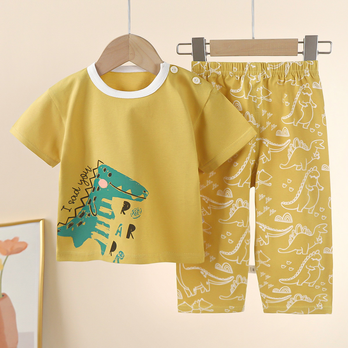 Children's Short-sleeved suit Cotton Summer Baby's T-shirt Boys' Home Clothes Girls' Pajamas Summer Clothes Children's Clothing