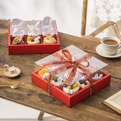 Transparent Jiugongge Dessert Box Cup Cake Box Mooncake Egg Yolk Crisp Donut Packaging Box Set logo System