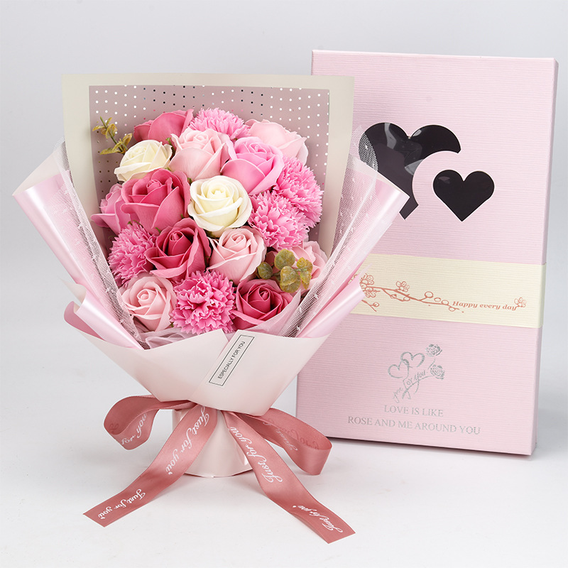 Mother's Day Gift Valentine's Day Gift Carnation Simulated Soap Rose Bouquet Gift Box 18 Cross-border Amazon