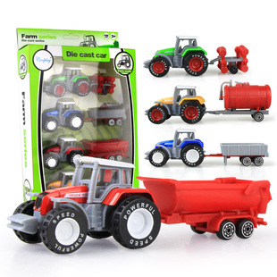 Simulation farm tractor engineering car alloy car model 4 boxed children's toys foreign trade a generation of hair