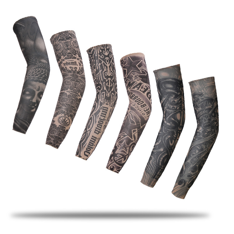 Wholesale tattoo sleeve flower arm sleeve tattoo men's and women's ice cool sleeve summer riding driving sun protection arm sleeve hand sleeve