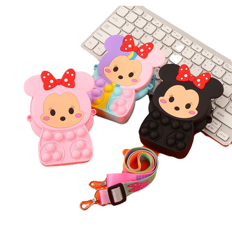 Cross-border hot-selling cartoon silicone bag children's shoulder diagonal bag bubble silicone coin purse children's clothing bag wholesale