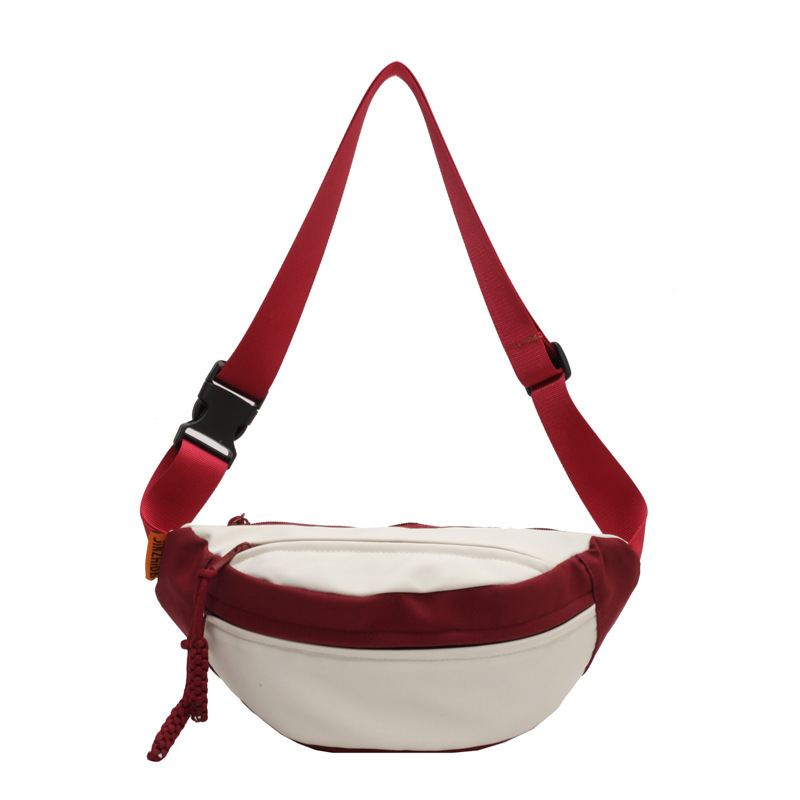 Japanese Color Contrast Chest Bag Women's Ins Casual Simple Crossbody Bag New Student Motorcycle Sports Small Bag All-match Waist Bag